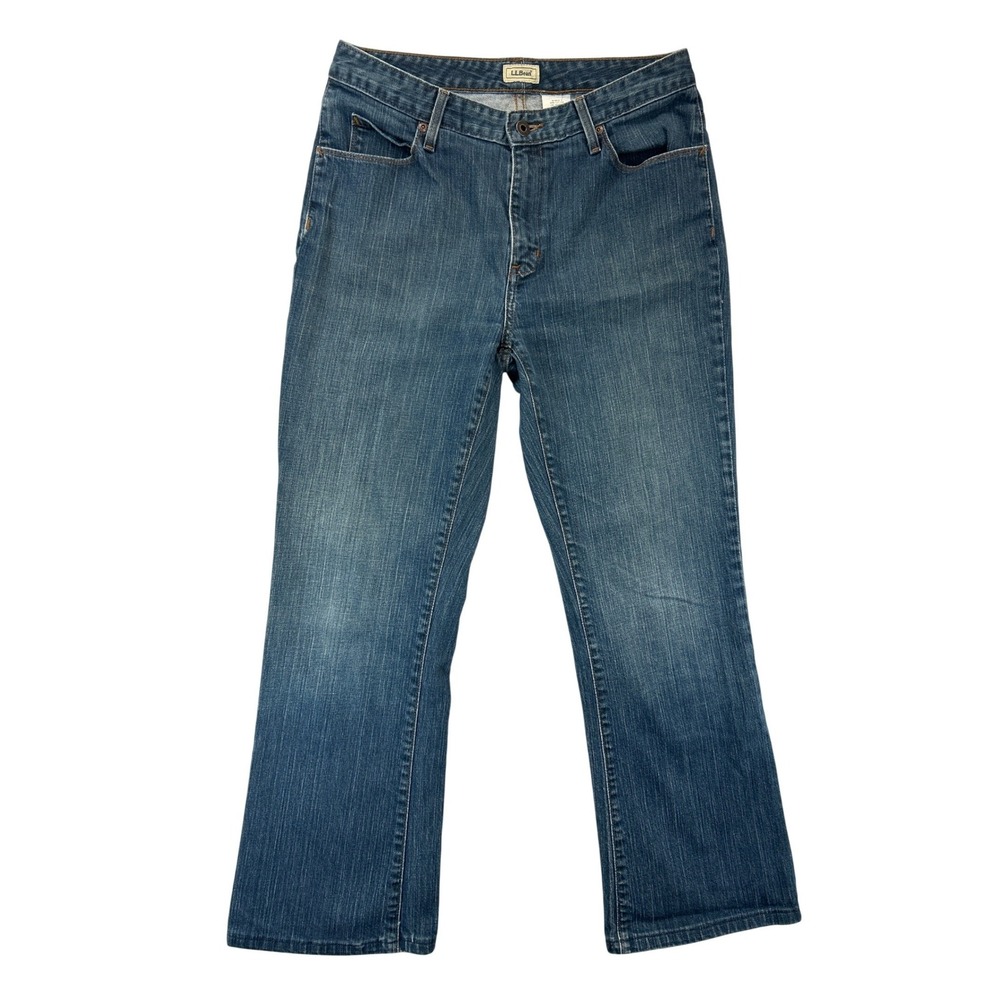 LL Bean Jeans Womens 10M Blue Straight Leg Mid Rise Denim Stretch